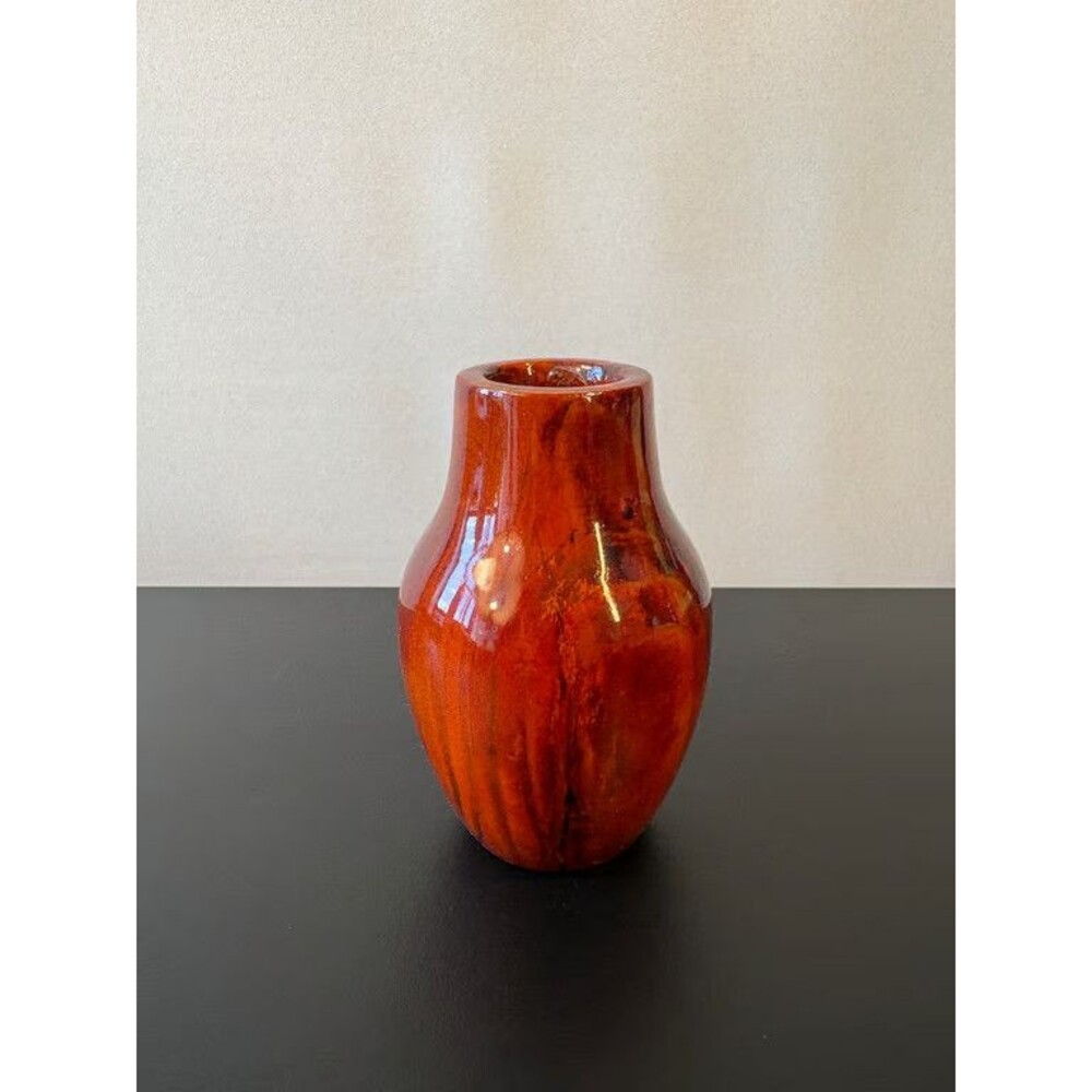 Vintage Red Brown Mottled Ceramic Vase Small